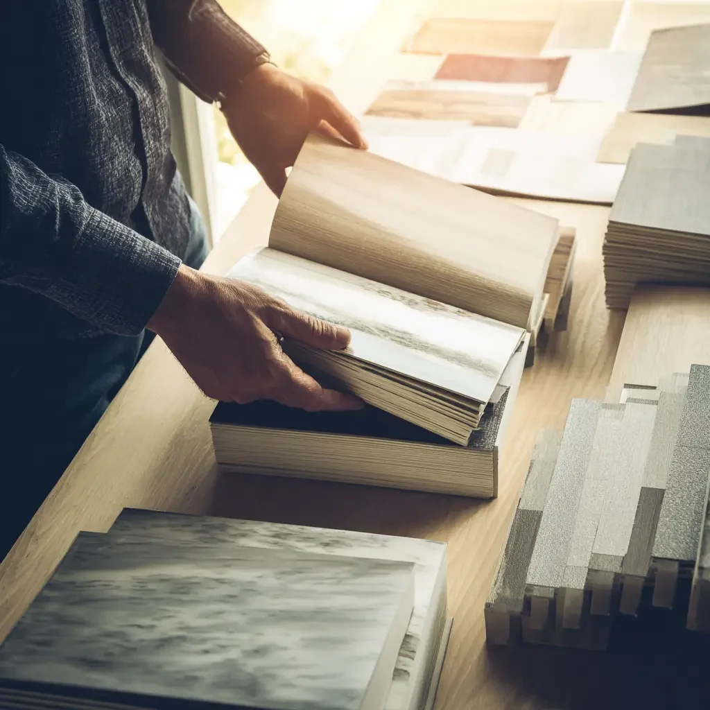 Person looking at flooring samples
