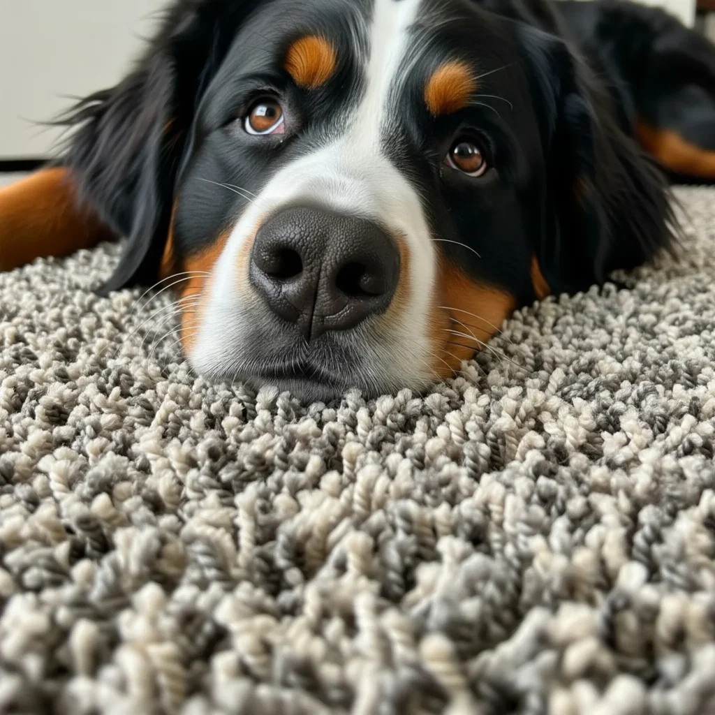 Dog laying on carpet