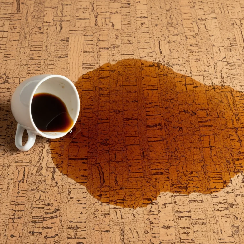 Coffee spilled on cork flooring
