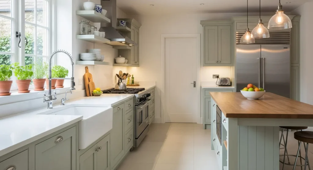 Tile flooring in modern kitchen