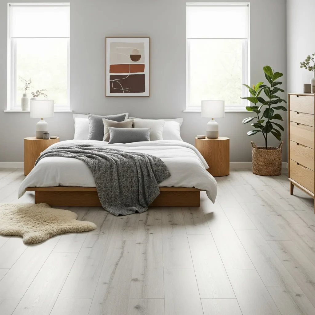 Luxury vinyl flooring in bedroom